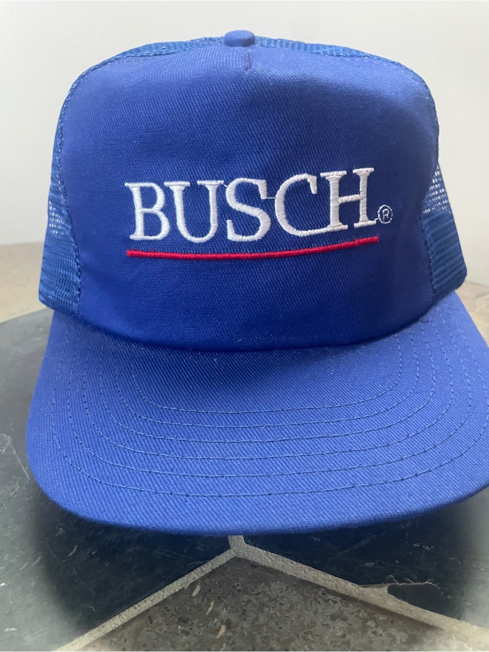 BUSCH Blue Trucker Hat with Embroidered Logo